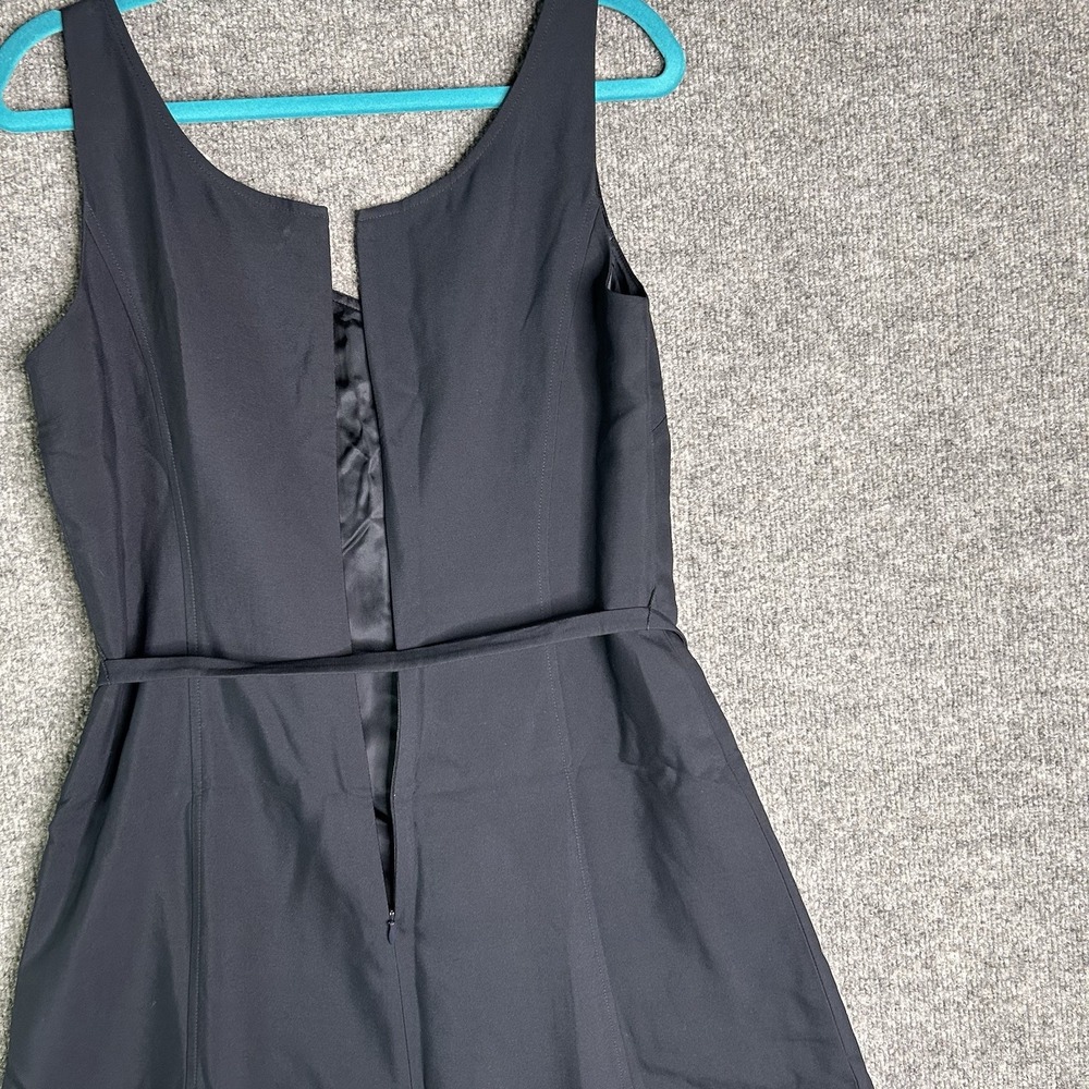 Ellen Tracy A Line Dress Size 8 Silk Blue Belted Sleeveless - Picture 4 of 9